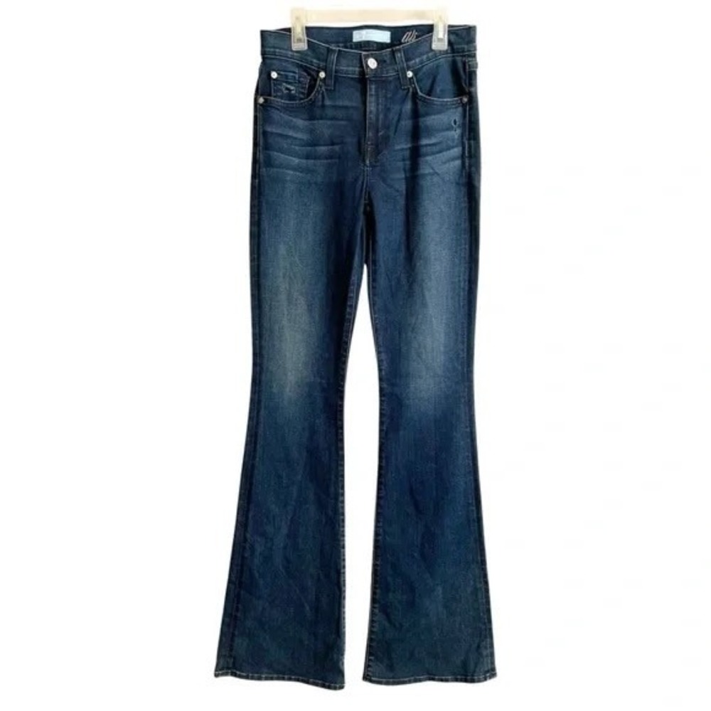 7‎ For All Mankind B(air) Alli Wide Leg Jeans Dark Wash Size 27 High Rise Flare